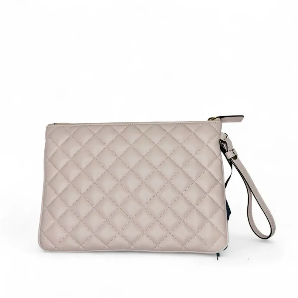 NWT Versace Medusa Clutch Quilted Leather Light Pink Pouch Wristlet 10